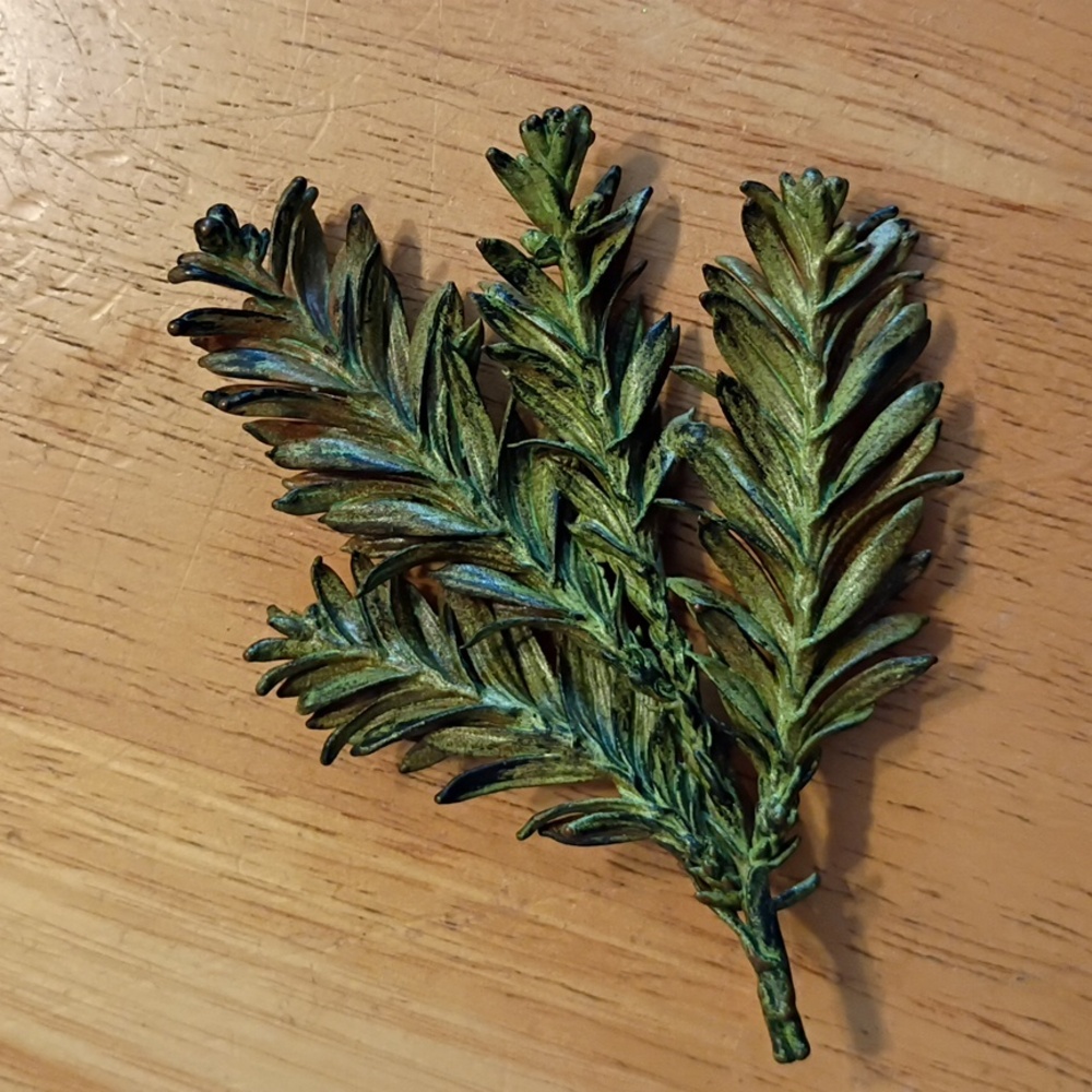 Nature's Creations Redwood Sprig Pin - Green Patina